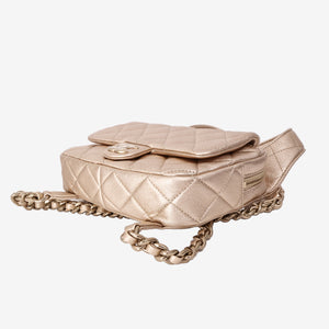 Chanel Quilted Mini Backpack in Light Gold Lambskin with Gold Hardware