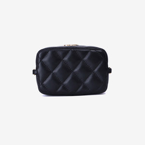 Chanel Lock Frame Vanity Case with Chain in Black Lambskin Leather with Gold Hardware