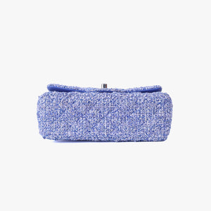 Chanel Mini Rectangular Flap Bag in Blue/White Tweed Leather with Silver Hardware