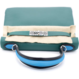 Kelly 28 Au Trot Malachite Turquoise + Black Handle Togo Palladium