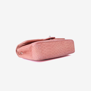 Chanel Classic Double Flap in Pink Python Leather with Silver Hardware