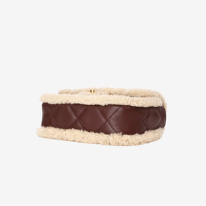 *RARE* Chanel Shearling Lambskin Quilted Mini Flap in Beige / Brown Lambskin Leather with Shearling