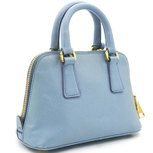 Blue Saffiano Lux Leather Mini Promenade Crossbody Bag