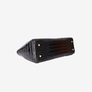 Chanel 26S Matthieu Blazy Crocodile-Embossed Shopping Tote in Black Calfskin with Gold Hardware (Contact to Enquire)