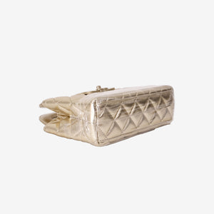 Chanel Kelly Nano Bag in Metallic Gold Lambskin with Gold Hardware