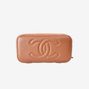 Chanel Vanity Case in Brown Lambskin with Gold Hardware (Contact to Enquire)