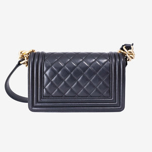 Chanel Boy Bag in Black Lambskin Leather with Gold Hardware