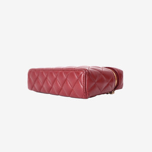 Chanel Vanity Bag with Top Handle in Burgundy Lambskin Leather with Gold Hardware