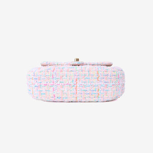 Chanel Mini Flap Bag with Top Handle in Pink Tweed Leather with Gold Hardware