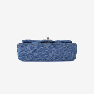 Chanel Heart Crush Mini Flap Bag in Blue Denim Leather with Silver Hardware