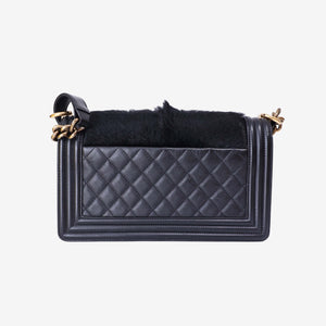 Chanel Boy Bag in Black Pony Hair Leather with Gold Hardware