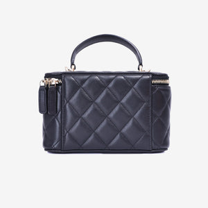 Chanel Vanity Case with Top Handle in Black Lambskin Leather with Gold Hardware (Contact to Enquire)