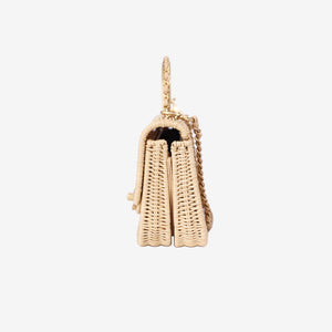 Chanel Mini Flap Bag with Top Handle in Beige Braided Rattan with Gold Hardware (Contact to Enquire)