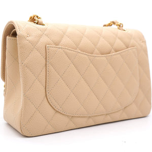 Caviar Quilted Small Double Flap Beige Clair