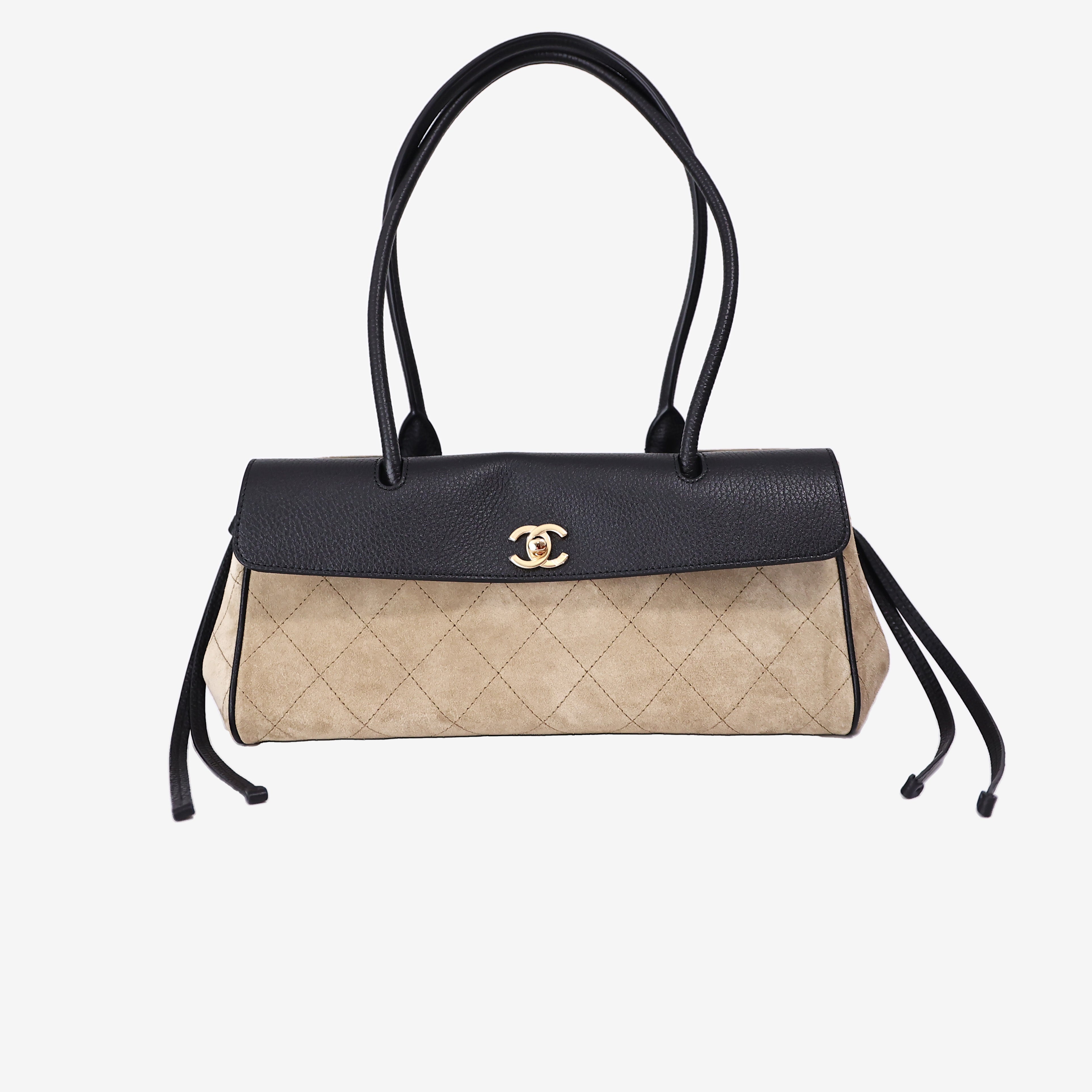 Chanel 26A Matthieu Blazy Small Shopping Bag in Beige Black Suede Calfskin with Gold Hardware (Contact to Enquire)