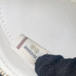 Caviar Quilted Round Clutch with Chain White