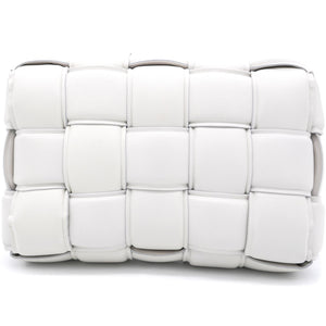 White Padded Leather Cassette Crossbody Bag