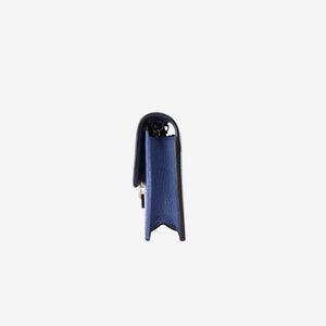 Gucci Interlocking G Wallet on Chain in Blue Calfskin Leather with Gold Hardware