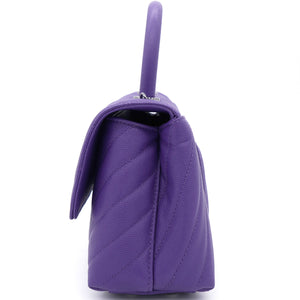 Purple Chevron Caviar Leather Mini Coco Top Handle Bag