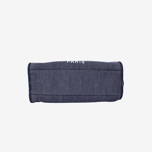 Chanel Large Bowling Bag in Blue Denim & Calfskin Leather with Silver Hardware (Contact to Enquire)