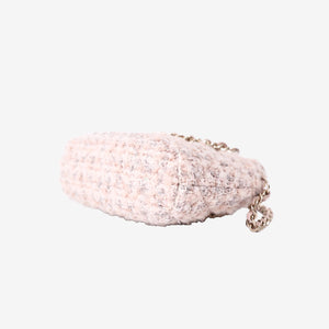 *RARE* Chanel Fantasy Tweed Coco Clutch with Chain in Light Pink Tweed with Gold Hardware