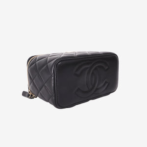 Chanel Classic Vanity Case with Chain in Black Caviar Leather with Gold Hardware (Contact to Enquire)