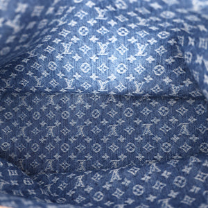 Louis Vuitton Neverfull MM Tote Bag in Blue Monogram Denim with Gold Hardware