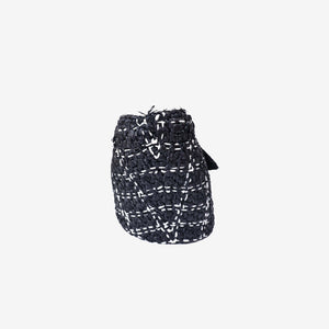 Chanel Raffia Effect Tote in Black/White Tweed Raffia Effect with Gold Hardware