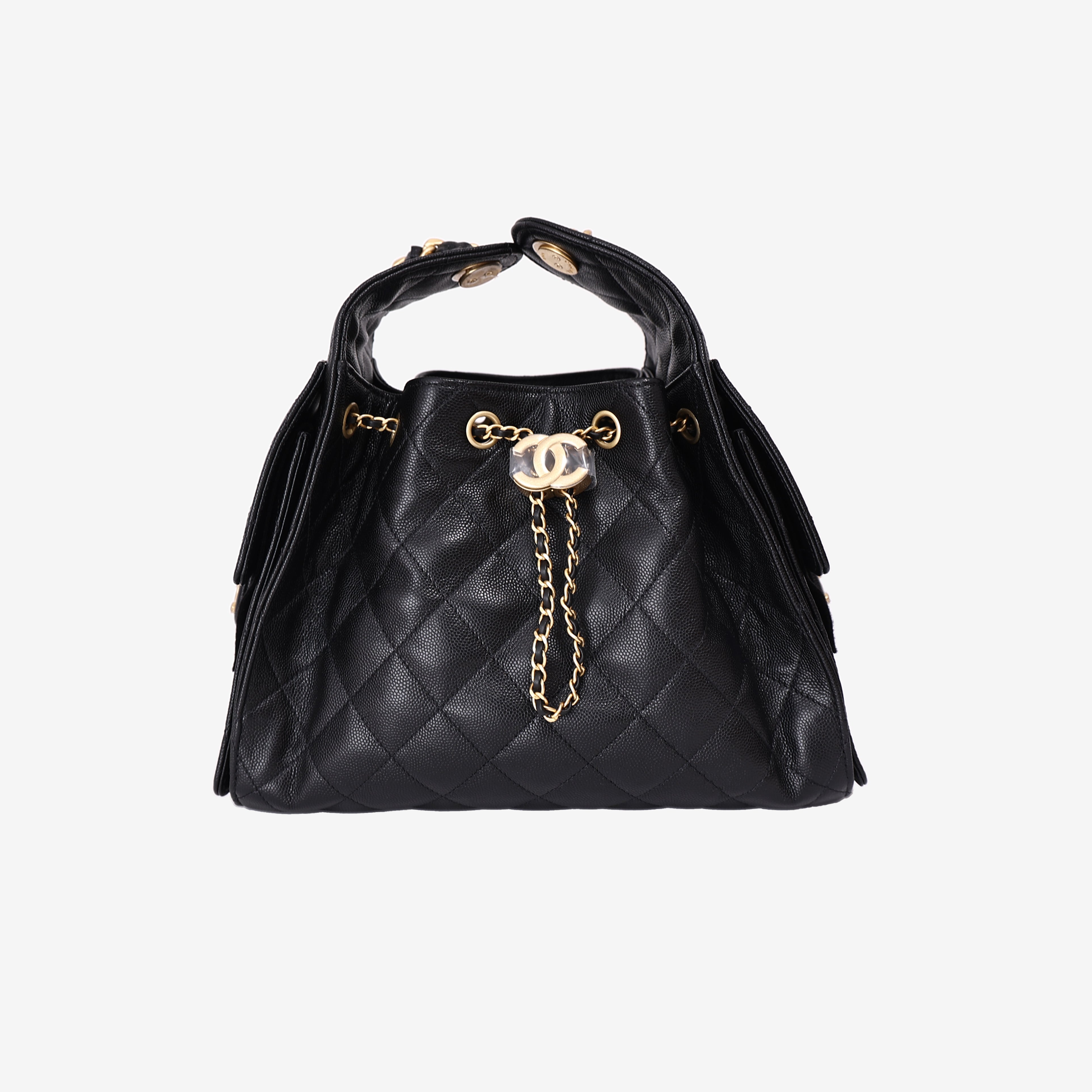 Chanel 25 Small in Black Caviar Leather with Gold Hardware
