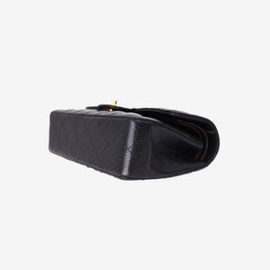 Chanel Small Classic Flap Bag in Black Caviar Leather with Gold Hardware