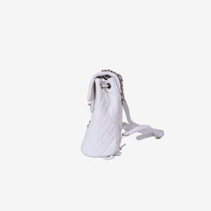 Chanel Urban Spirit Mini Backpack in White Caviar Leather with Silver Hardware
