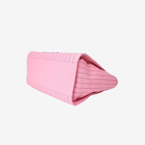 Chanel Large Deauville Tote in Pink and Blue Striped Canvas with Calfskin Leather and Palladium Hardware