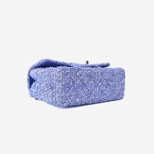 Chanel Mini Rectangular Flap Bag in Blue/White Tweed Leather with Silver Hardware