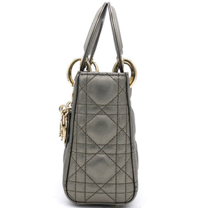 Metallic Cannage Leather Mini Lady Dior Tote