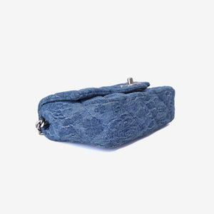 Chanel Heart Crush Mini Flap Bag in Blue Denim Leather with Silver Hardware