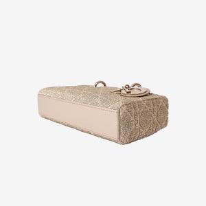Dior D-Joy Bag in Beige Raffia with Cannage Motif and Gold Hardware