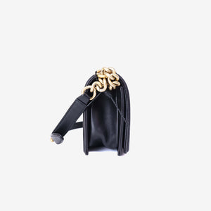 Chanel Boy Bag in Black Lambskin Leather with Gold Hardware