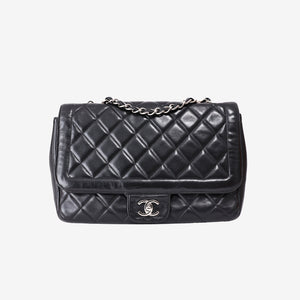 Chanel Vintage Classic Flap Bag in Black Lambskin Leather with Silver Hardware (Contact to Enquire)