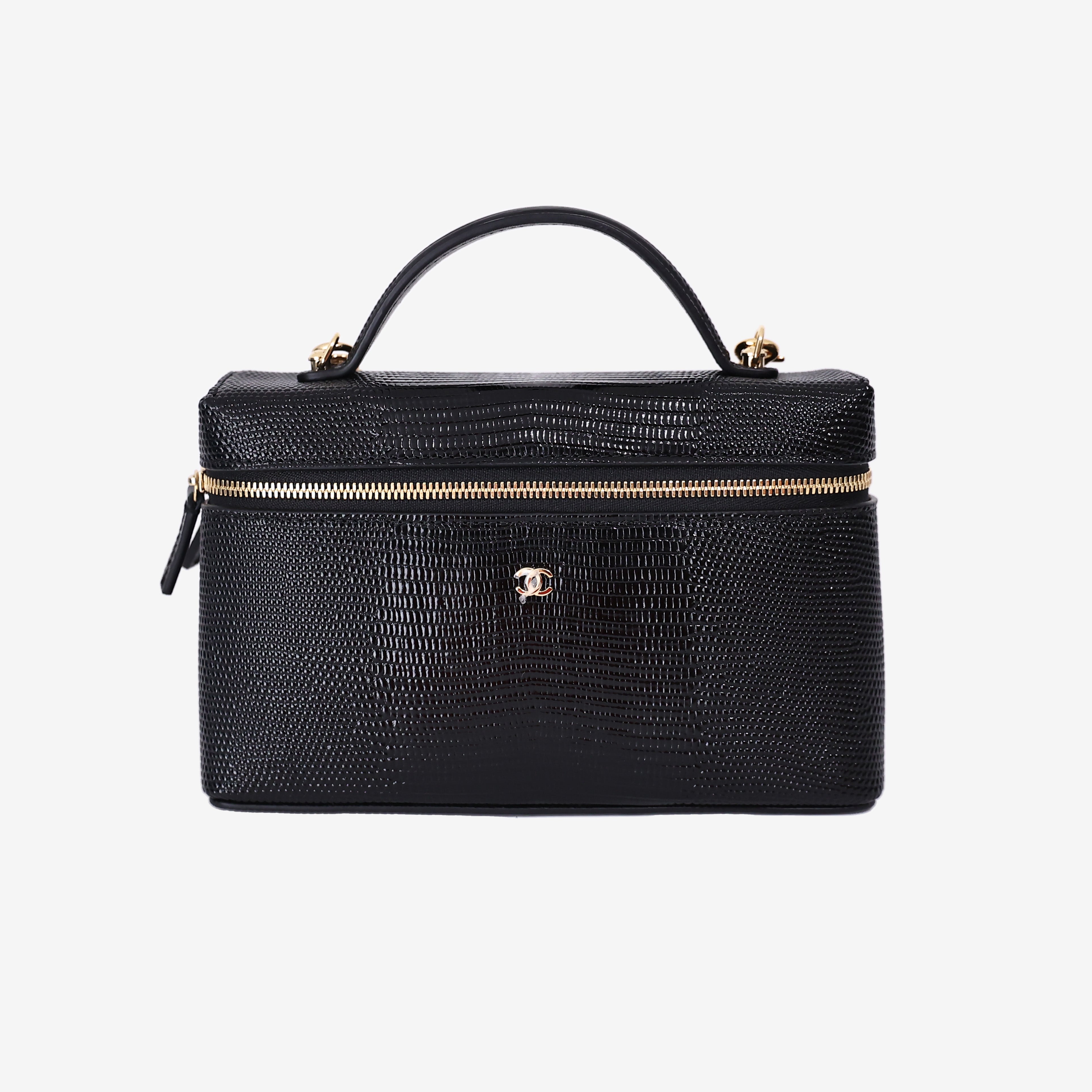 Chanel 26A Matthieu Blazy Vanity Bag in Black Lizard Leather with Gold Hardware (Contact to Enquire)