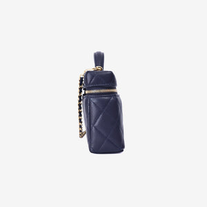 Chanel Long Vanity Case with Chain in Blue Caviar Leather with Gold Hardware (Contact to Enquire)