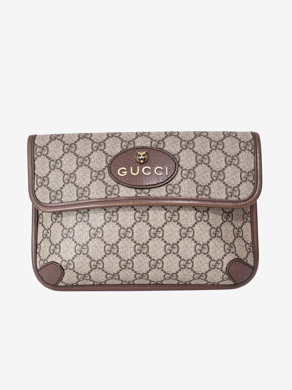 Gucci Neo Vintage Flap Belt Bag in Brown GG Coated Canvas