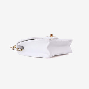 Chanel Classic Flap on Pearl Chain Bag in White Lambskin with Gold Hardware (Contact to Enquire)