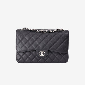 Chanel Jumbo Classic Double Flap Bag in Black Caviar Leather with Silver Hardware (Contact to Enquire)