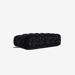 Chanel Velvet Diamanté Quilted Top Handle Vanity Case in Black with Gold Hardware (Contact to Enquire)