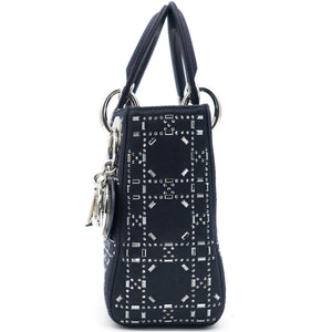 Satin Crystal Cannage Mini Lady Dior Black