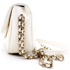 Lambskin Quilted Small My Precious Flap White
