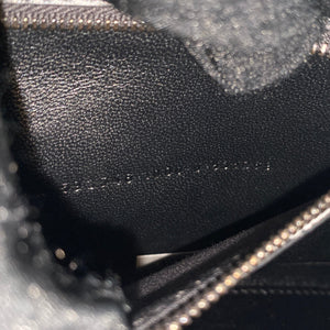 Shiny Calfskin Crocodile Embossed Hourglass Top Handle Bag Small Black