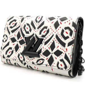Graphic Print Leather Twist Wallet on Chain