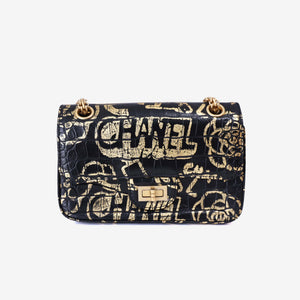 Chanel 2.55 Reissue 224 Graffiti Bag in Black Croc-Embossed Calfskin Leather with Gold Hardware (Contact to Enquire)
