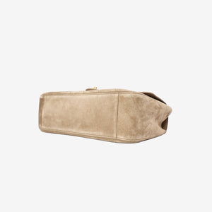 Chanel 26S Matthieu Blazy Maxi Flap Bag in Dark Beige Suede Calfskin Leather with Gold Hardware (Contact to Enquire)